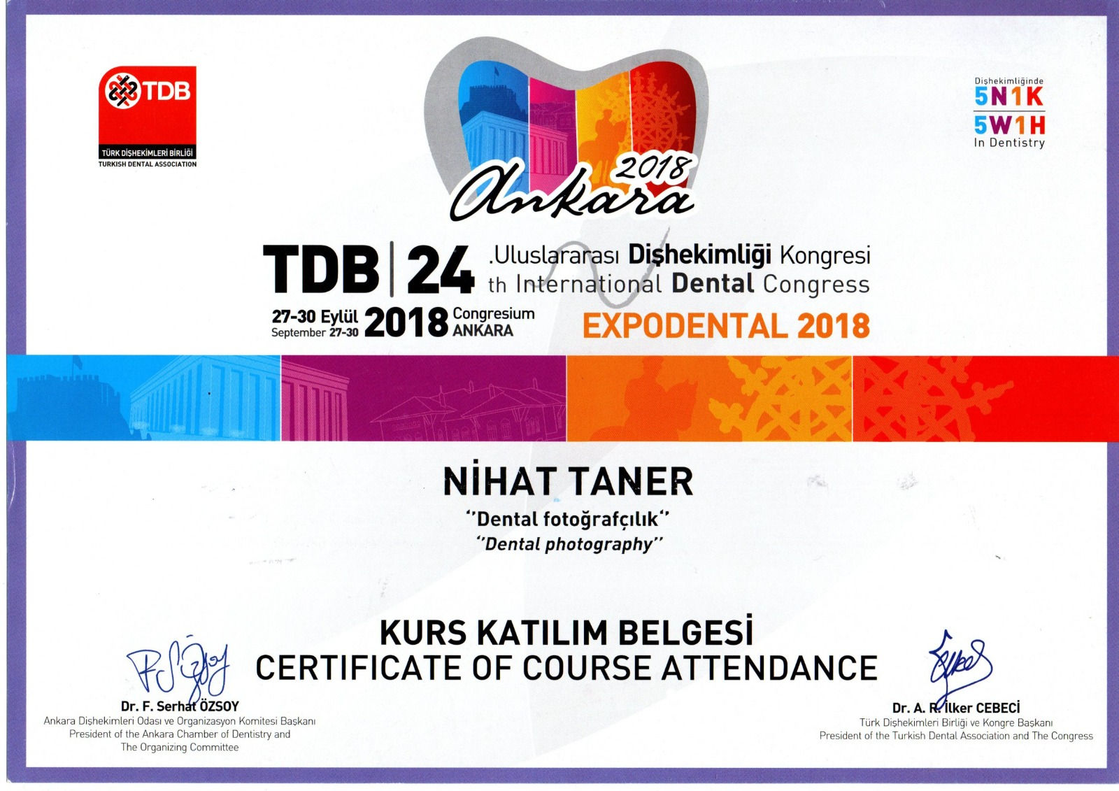 Dental Fotoğrafçılık — Kurs Katılım Belgesi