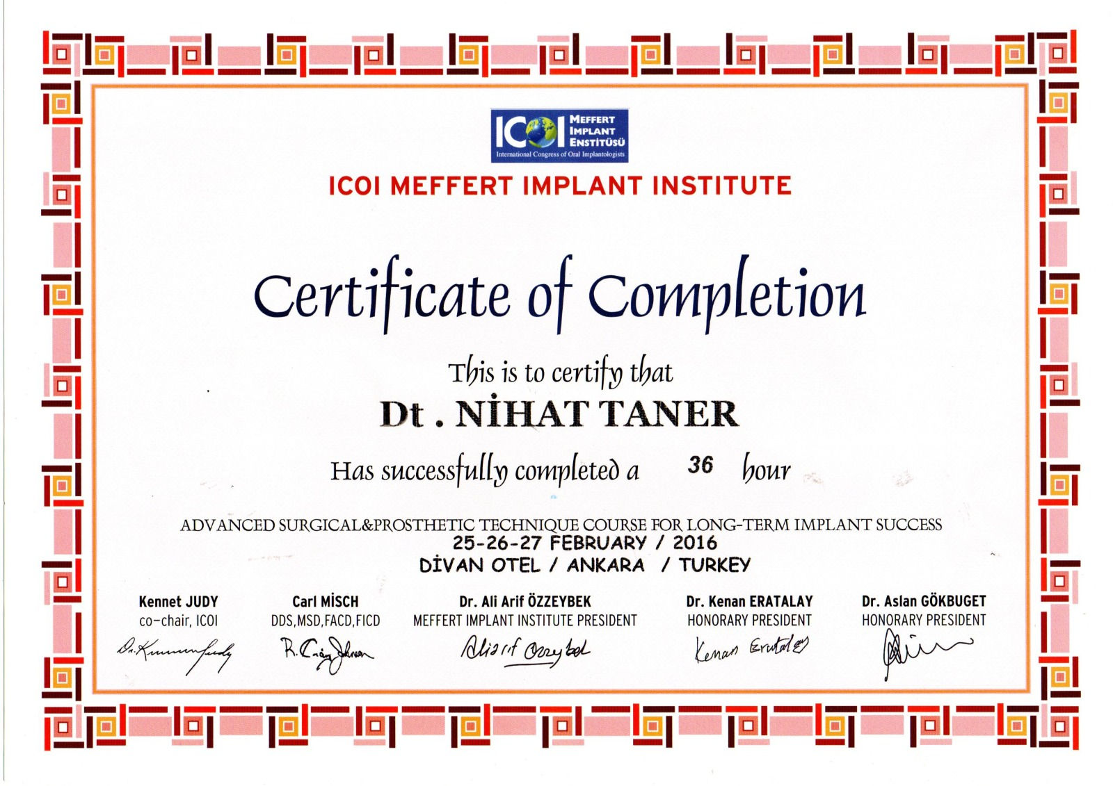Advanced Surgical &amp; Prosthetic Technique Course for Long-Term Implant Success — 36 saat