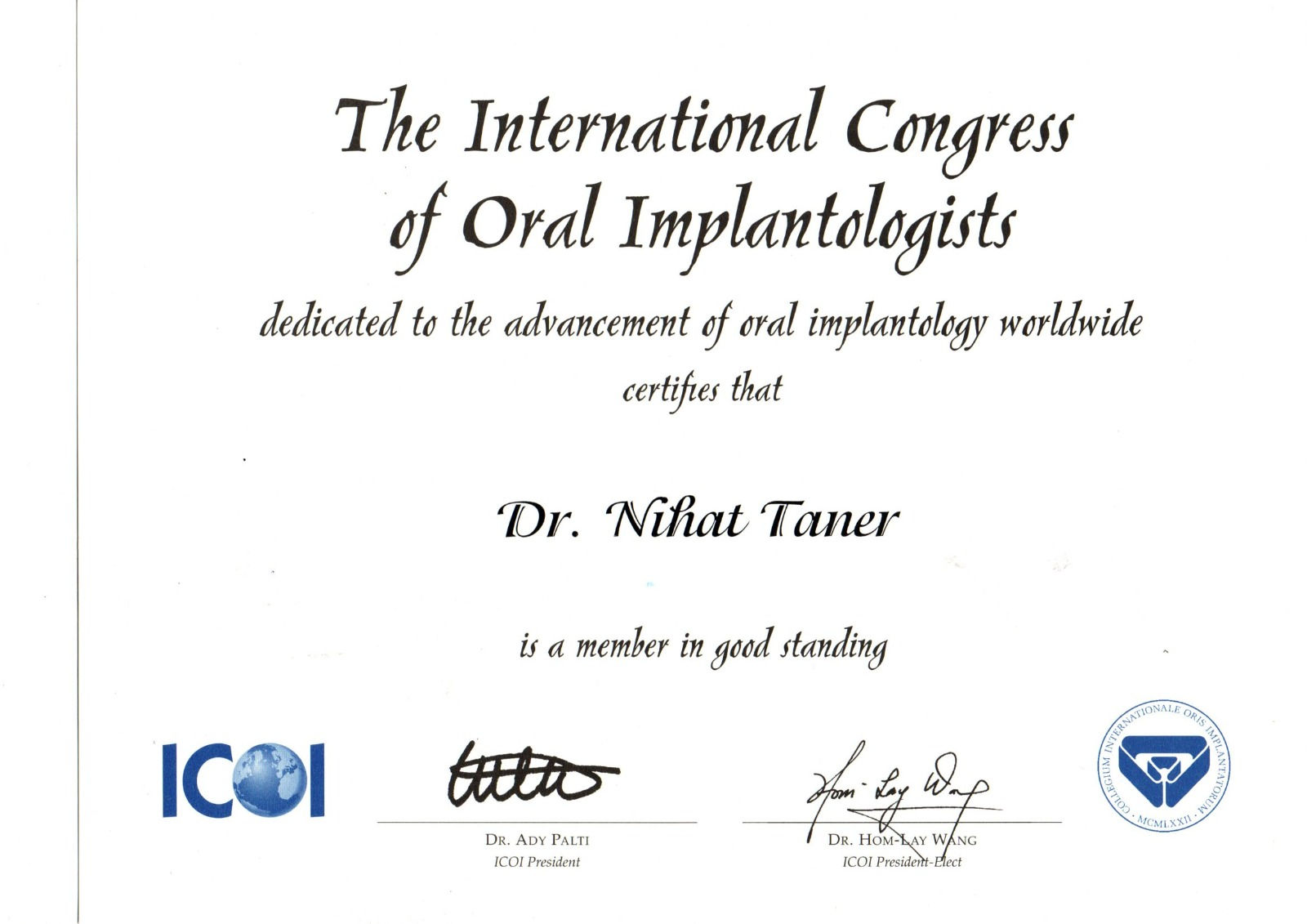 ICOI Üyeliği — Member in Good Standing